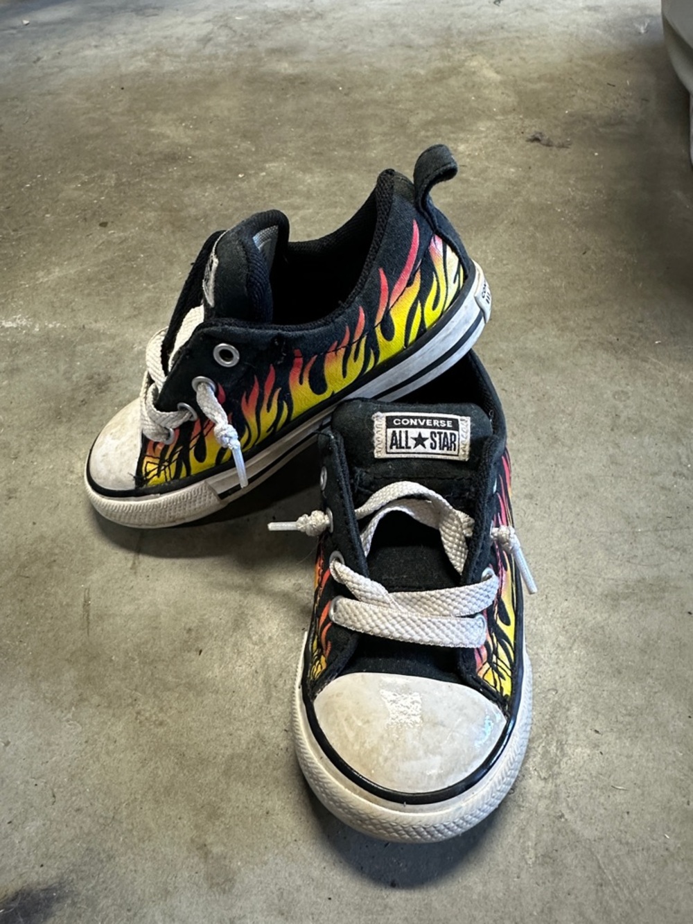 Converse Kids' All Star Flame Low-Top Sneakers - Black/Yellow/Red